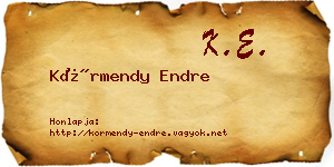 Körmendy Endre névjegykártya